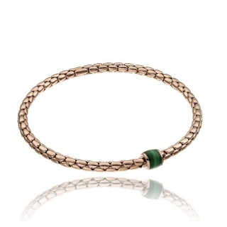 Stretch Spring stretchable rose gold bracelet with malachite.